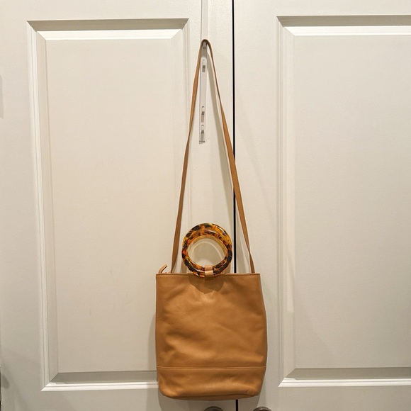 Payton James Dolly Bucket Tote Crossbody Tortoise Handles Italian Napa Leather - Picture 6 of 8